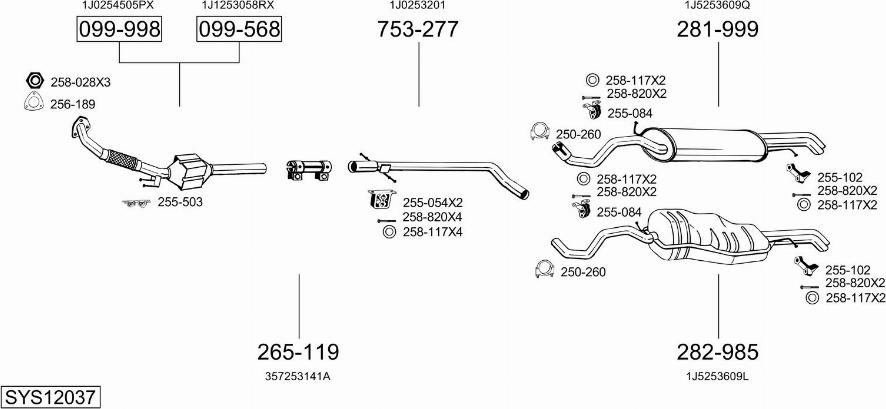 Bosal SYS12037 - Система випуску ОГ autocars.com.ua