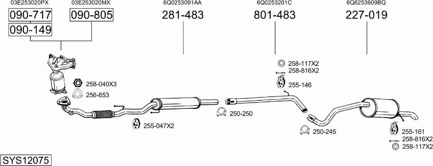 Bosal SYS12075 - Система выпуска ОГ avtokuzovplus.com.ua