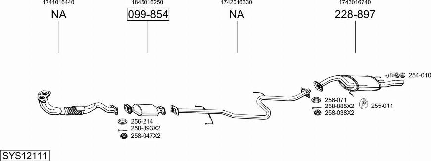 Bosal SYS12111 - Система випуску ОГ autocars.com.ua