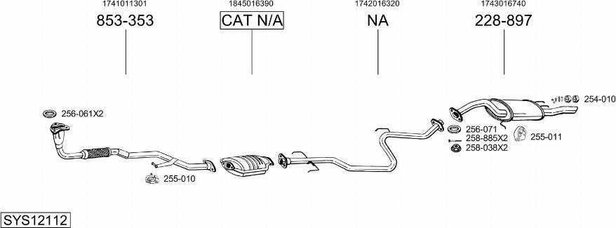 Bosal SYS12112 - Система випуску ОГ autocars.com.ua