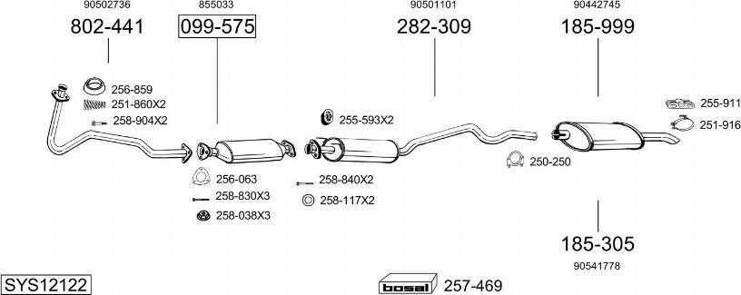 Bosal SYS12122 - Система випуску ОГ autocars.com.ua