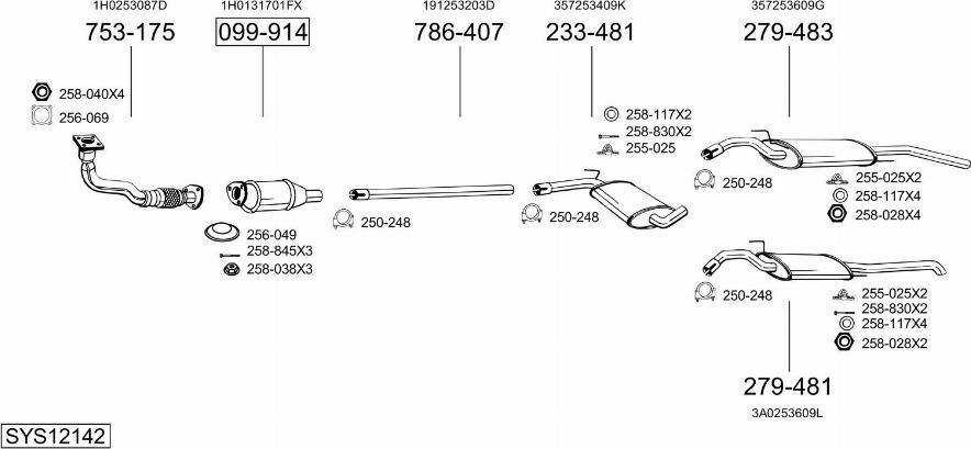 Bosal SYS12142 - Система випуску ОГ autocars.com.ua