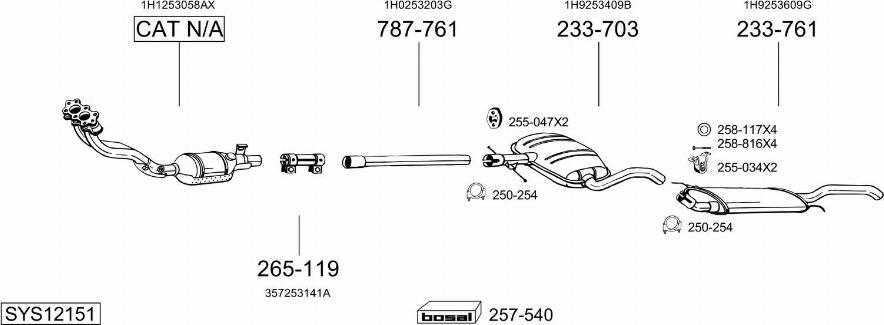 Bosal SYS12151 - Система випуску ОГ autocars.com.ua