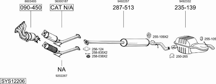 Bosal SYS12206 - Система випуску ОГ autocars.com.ua