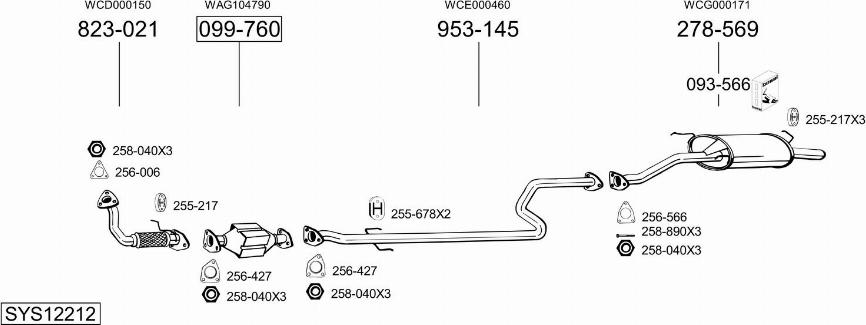 Bosal SYS12212 - Система випуску ОГ autocars.com.ua