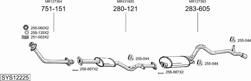 Bosal SYS12225 - Система випуску ОГ autocars.com.ua