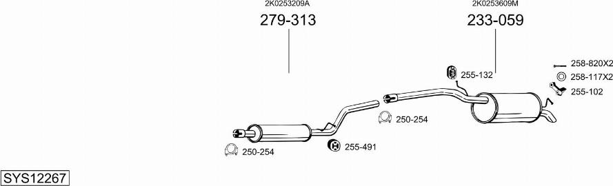 Bosal SYS12267 - Система випуску ОГ autocars.com.ua