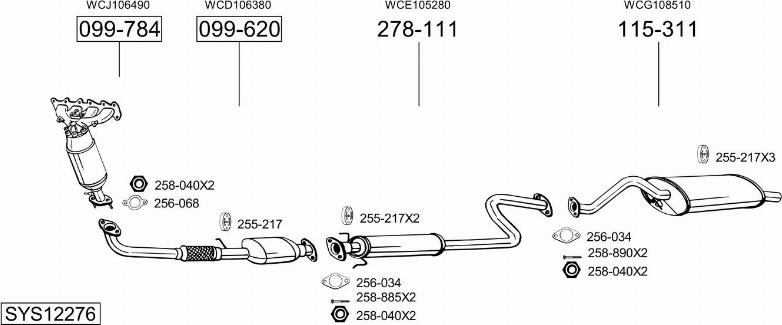 Bosal SYS12276 - Система випуску ОГ autocars.com.ua