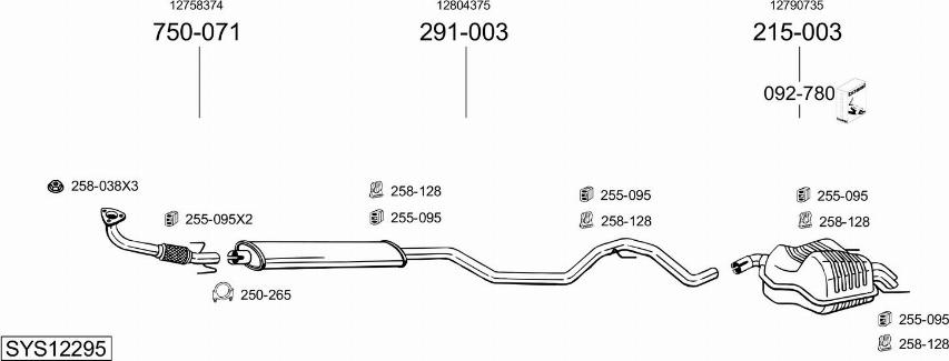 Bosal SYS12295 - Система выпуска ОГ avtokuzovplus.com.ua