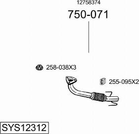 Bosal SYS12312 - Система випуску ОГ autocars.com.ua