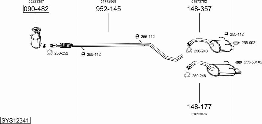 Bosal SYS12341 - Система випуску ОГ autocars.com.ua