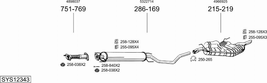 Bosal SYS12343 - Система випуску ОГ autocars.com.ua