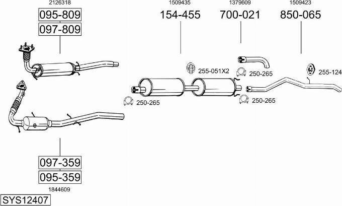 Bosal SYS12407 - Система випуску ОГ autocars.com.ua