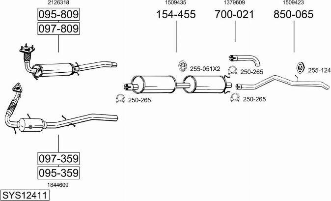 Bosal SYS12411 - Система випуску ОГ autocars.com.ua