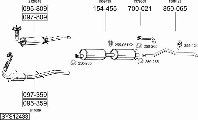 Bosal SYS12433 - Система випуску ОГ autocars.com.ua