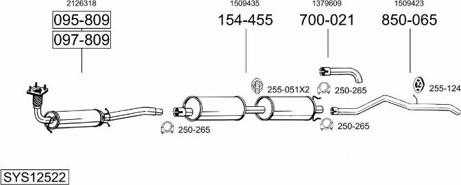 Bosal SYS12522 - Система випуску ОГ autocars.com.ua