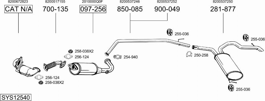 Bosal SYS12540 - Система випуску ОГ autocars.com.ua
