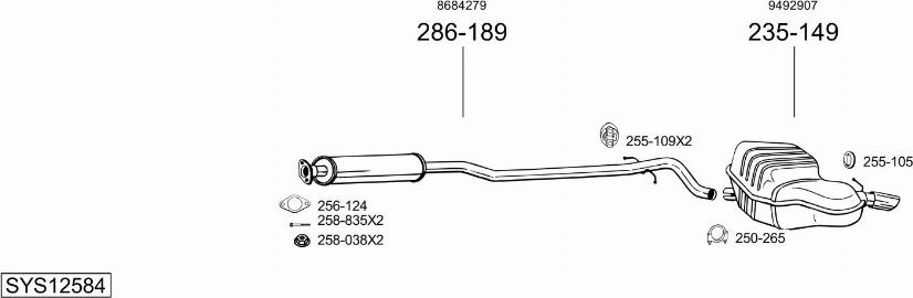 Bosal SYS12584 - Система випуску ОГ autocars.com.ua