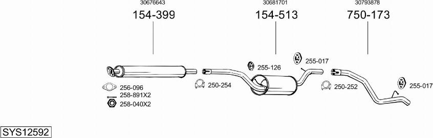 Bosal SYS12592 - Система випуску ОГ autocars.com.ua