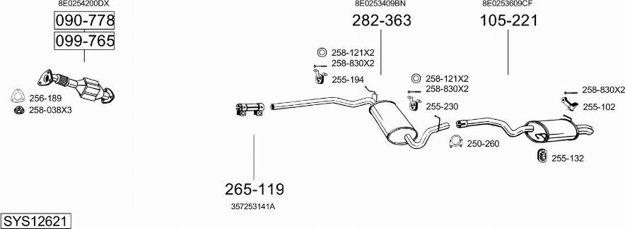 Bosal SYS12621 - Система випуску ОГ autocars.com.ua