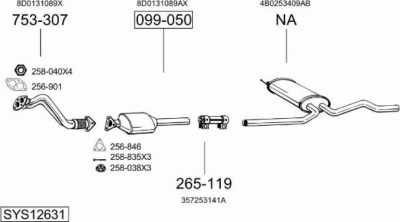 Bosal SYS12631 - Система випуску ОГ autocars.com.ua