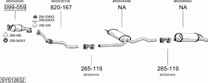 Bosal SYS12632 - Система выпуска ОГ avtokuzovplus.com.ua