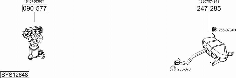 Bosal SYS12648 - Система випуску ОГ autocars.com.ua