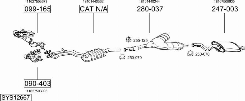 Bosal SYS12667 - Система випуску ОГ autocars.com.ua