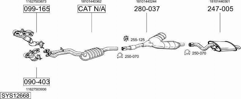 Bosal SYS12668 - Система випуску ОГ autocars.com.ua