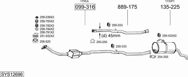 Bosal SYS12696 - Система выпуска ОГ avtokuzovplus.com.ua