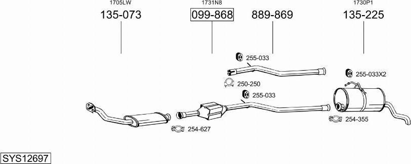 Bosal SYS12697 - Система выпуска ОГ avtokuzovplus.com.ua