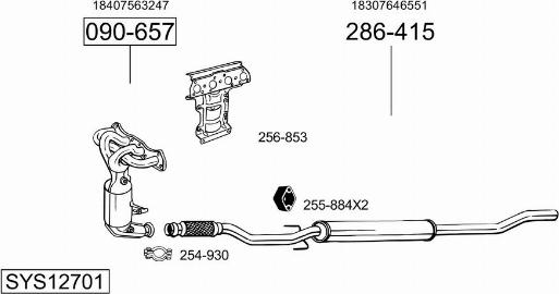 Bosal SYS12701 - Система випуску ОГ autocars.com.ua