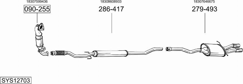 Bosal SYS12703 - Система випуску ОГ autocars.com.ua