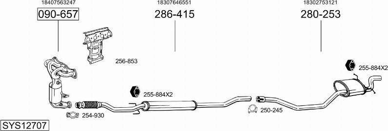 Bosal SYS12707 - Система випуску ОГ autocars.com.ua
