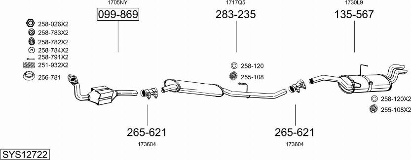 Bosal SYS12722 - Система випуску ОГ autocars.com.ua