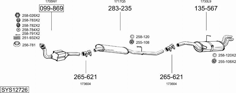 Bosal SYS12726 - Система випуску ОГ autocars.com.ua
