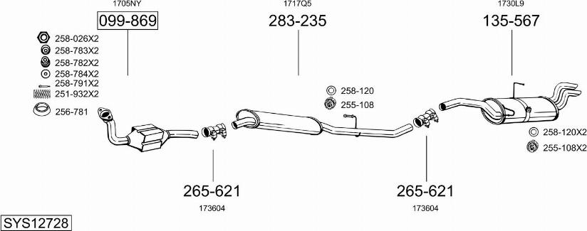 Bosal SYS12728 - Система випуску ОГ autocars.com.ua