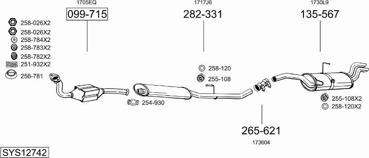 Bosal SYS12742 - Система випуску ОГ autocars.com.ua