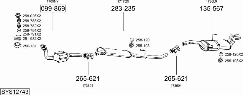 Bosal SYS12743 - Система випуску ОГ autocars.com.ua