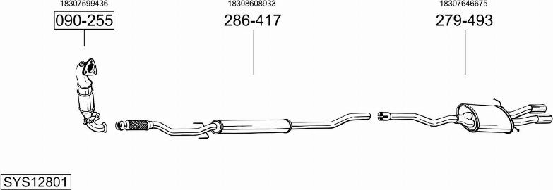 Bosal SYS12801 - Система випуску ОГ autocars.com.ua