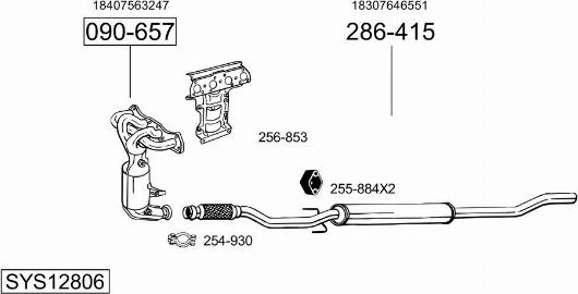Bosal SYS12806 - Система випуску ОГ autocars.com.ua