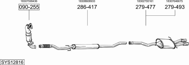 Bosal SYS12816 - Система випуску ОГ autocars.com.ua