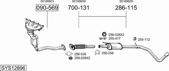 Bosal SYS12896 - Система випуску ОГ autocars.com.ua