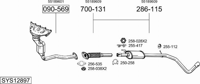 Bosal SYS12897 - Система випуску ОГ autocars.com.ua