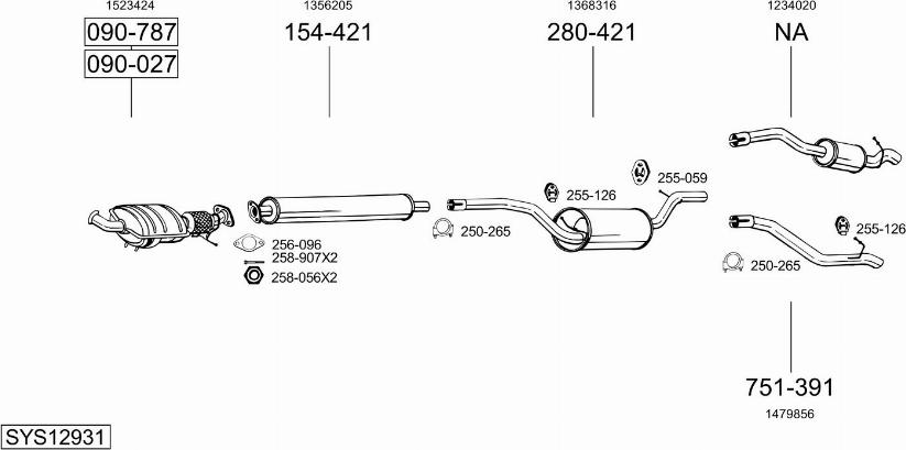 Bosal SYS12931 - Система випуску ОГ autocars.com.ua