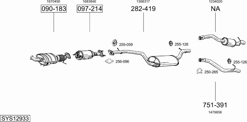 Bosal SYS12933 - Система випуску ОГ autocars.com.ua