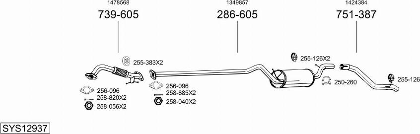 Bosal SYS12937 - Система випуску ОГ autocars.com.ua