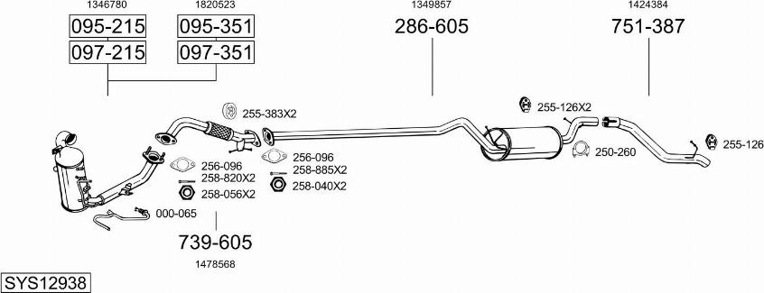 Bosal SYS12938 - Система випуску ОГ autocars.com.ua