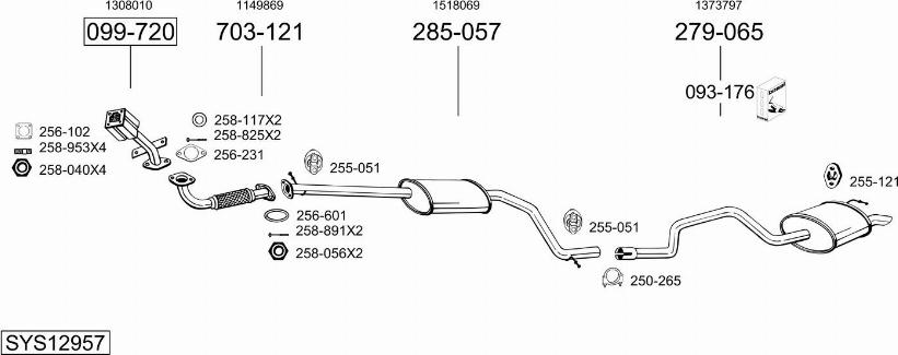 Bosal SYS12957 - Система випуску ОГ autocars.com.ua