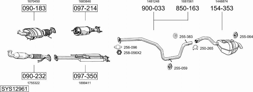 Bosal SYS12961 - Система выпуска ОГ avtokuzovplus.com.ua